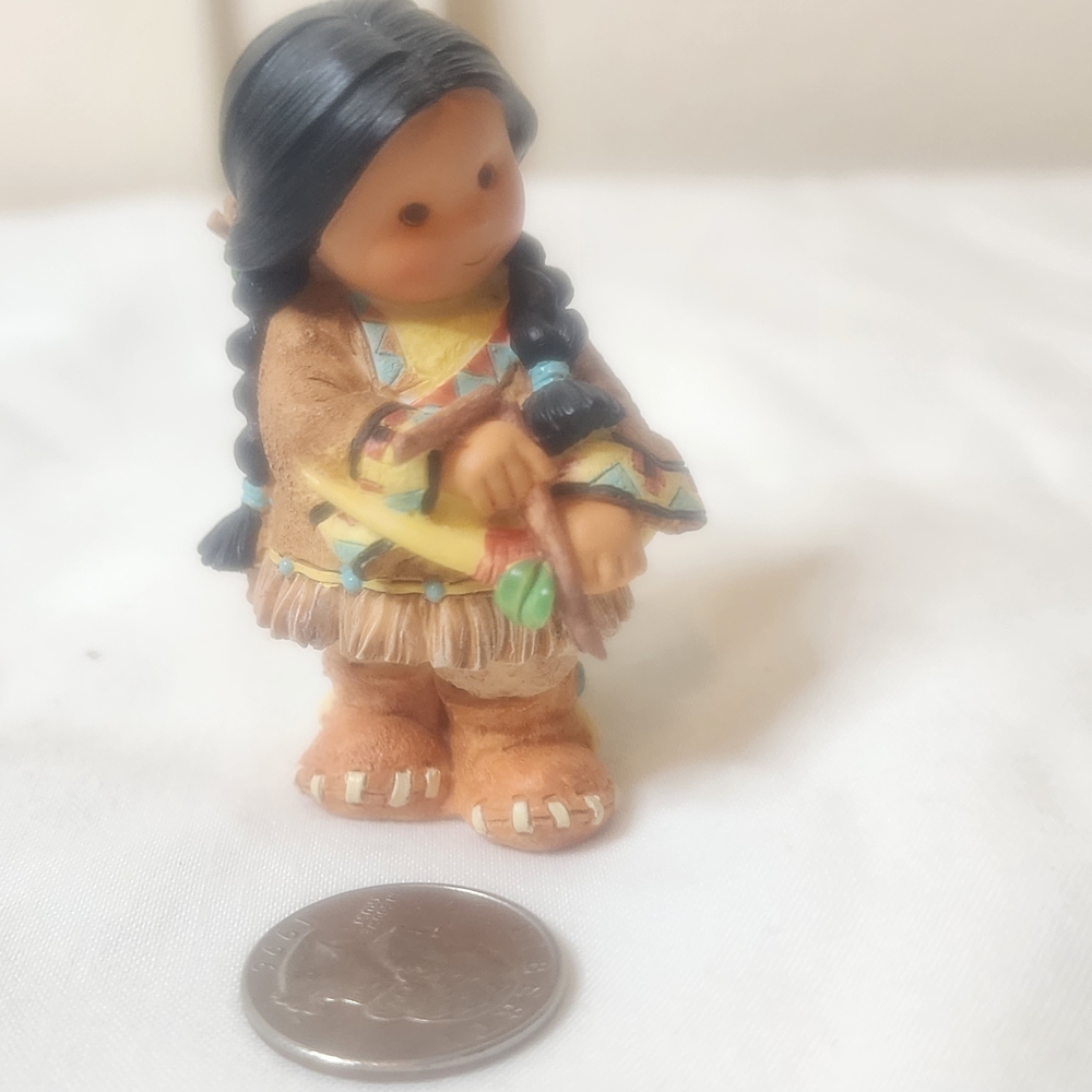 Native American Style Figurine with Braids